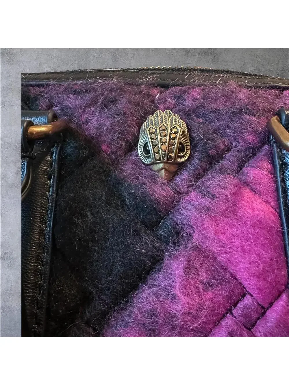 Kurt Geiger Small Kensington Boston Bag Fuchsia Tweed